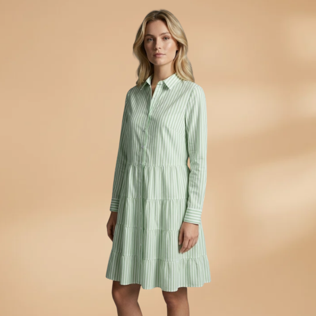 A-line Dress with long sleeves and stripes for Women