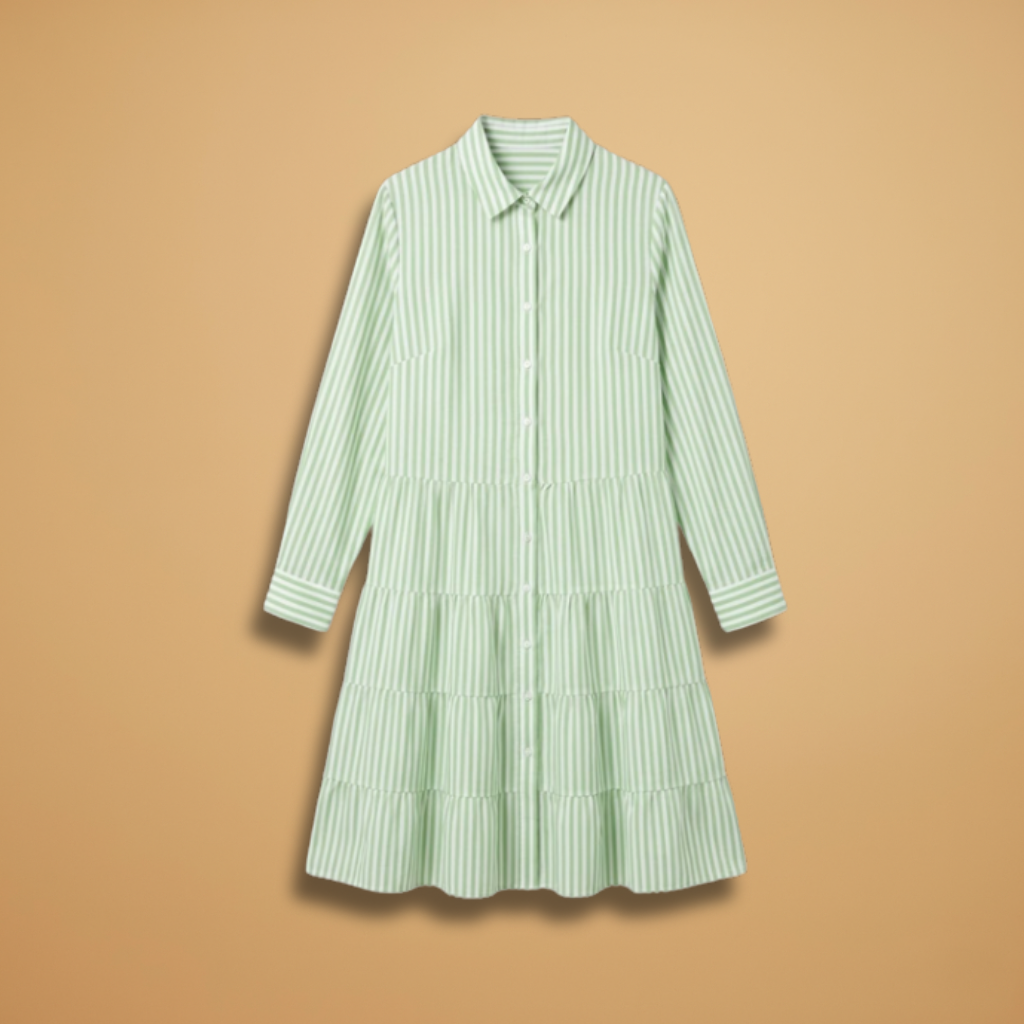 A-line Dress with long sleeves and stripes for Women