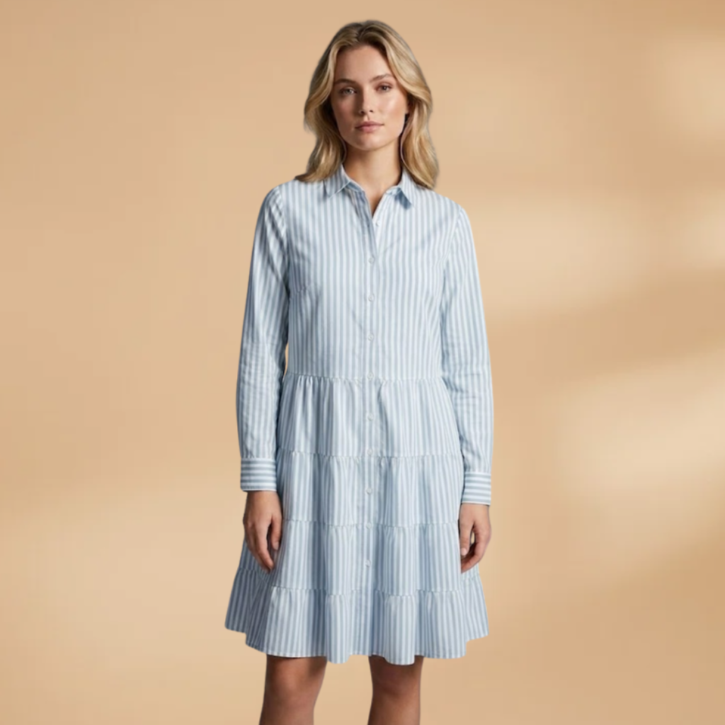 A-line Dress with long sleeves and stripes for Women