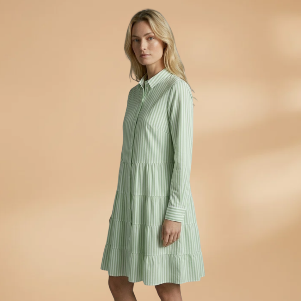 A-line Dress with long sleeves and stripes for Women