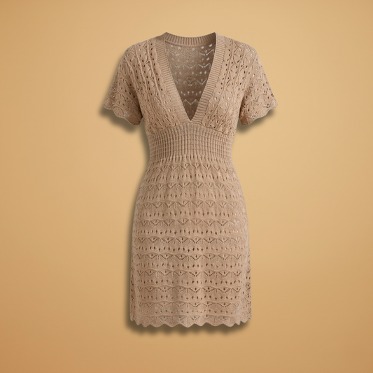 Beach Dress Short Sleeves and Textured Surface for Women