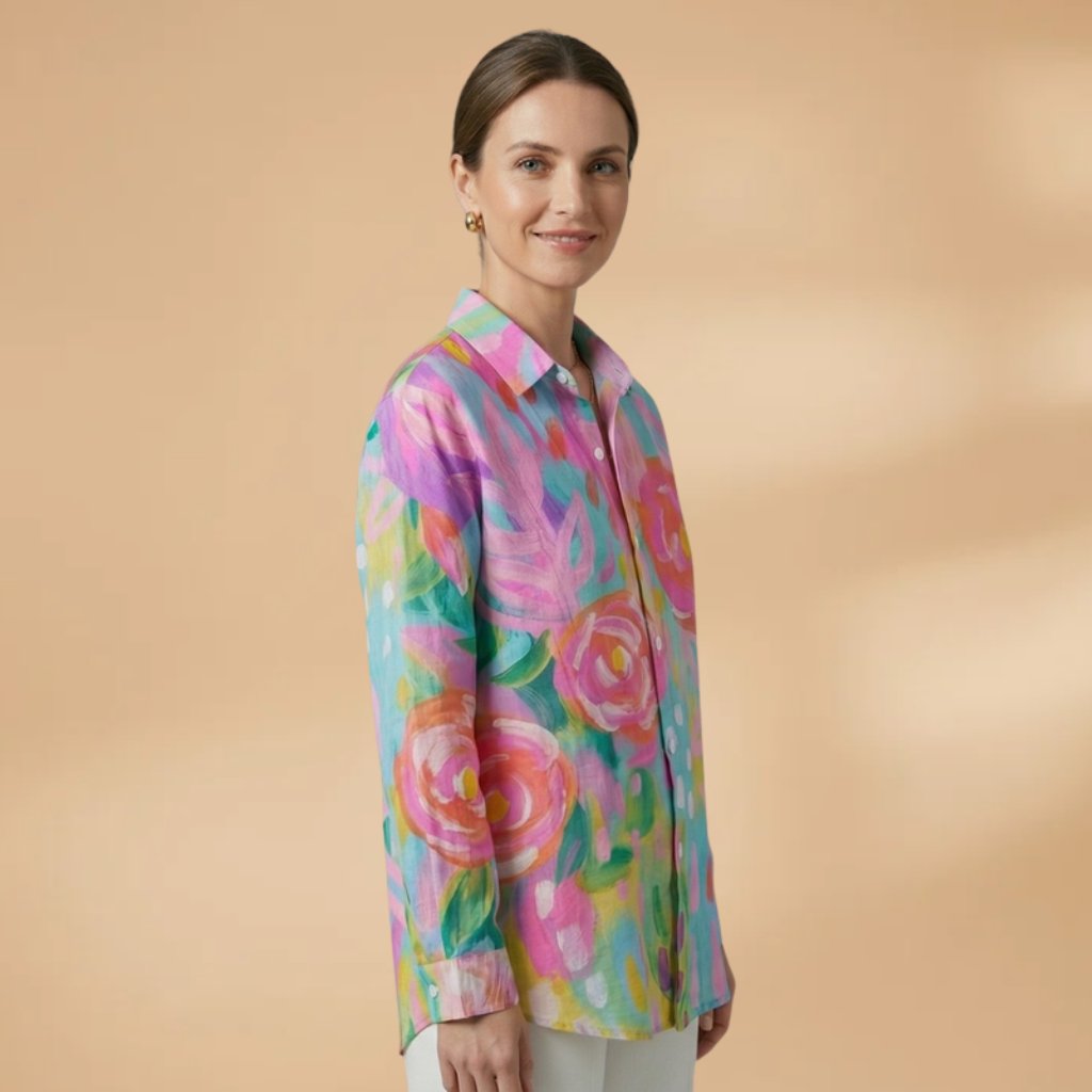 Blouse with All-over Print and Relaxed Fit for Women