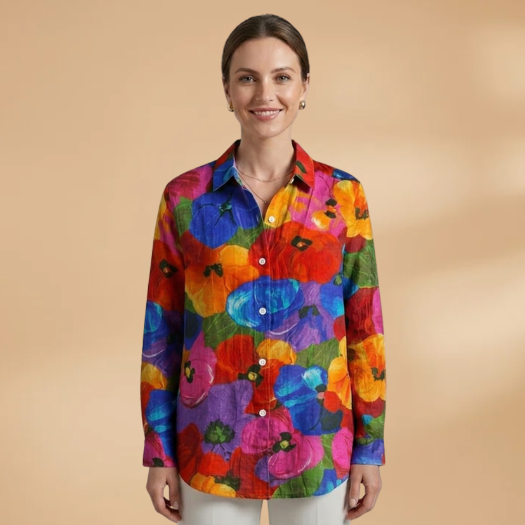 Blouse with All-over Print and Relaxed Fit for Women