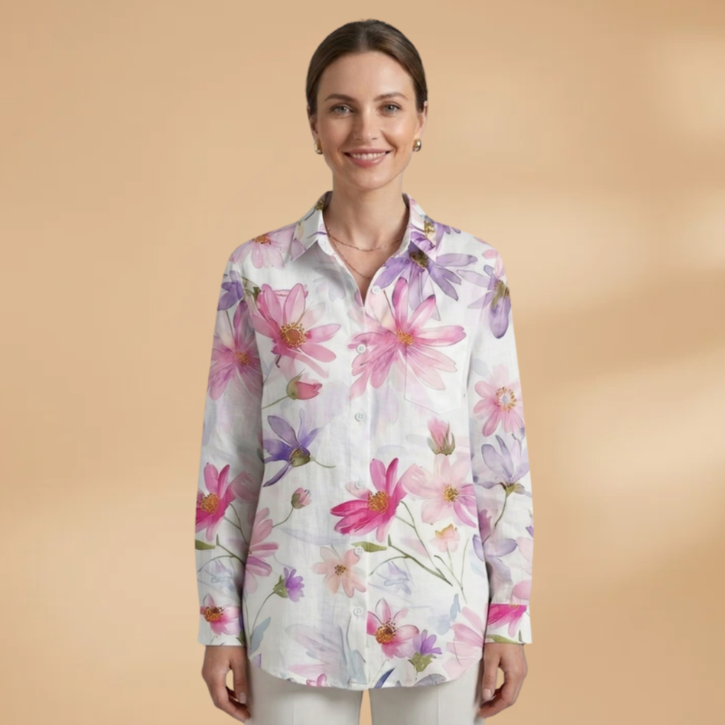 Blouse with All-over Print and Relaxed Fit for Women