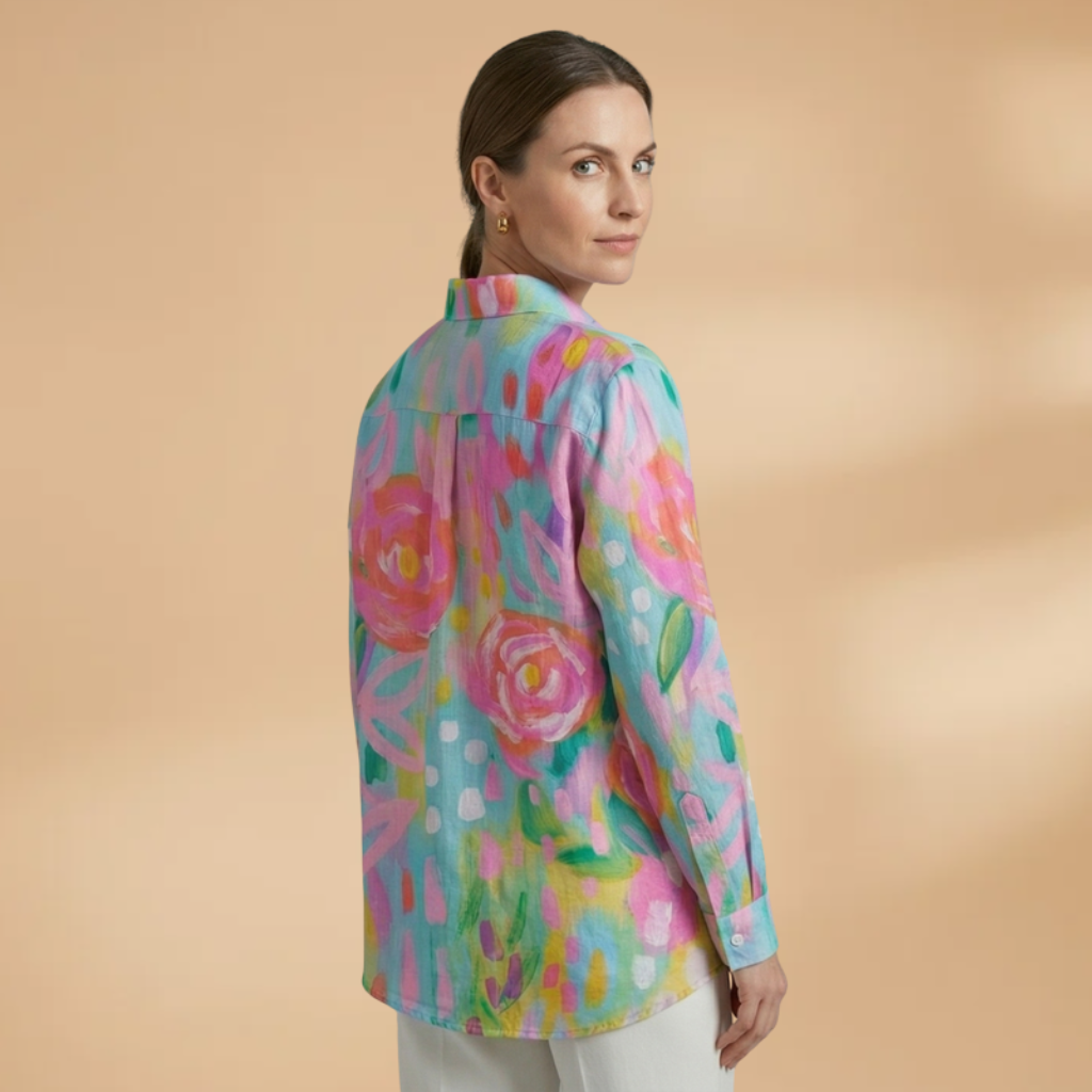 Blouse with All-over Print and Relaxed Fit for Women