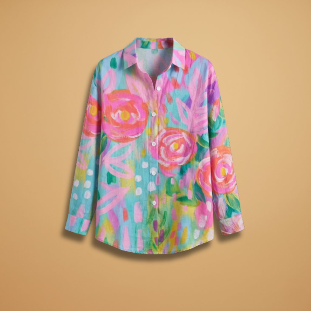 Blouse with All-over Print and Relaxed Fit for Women