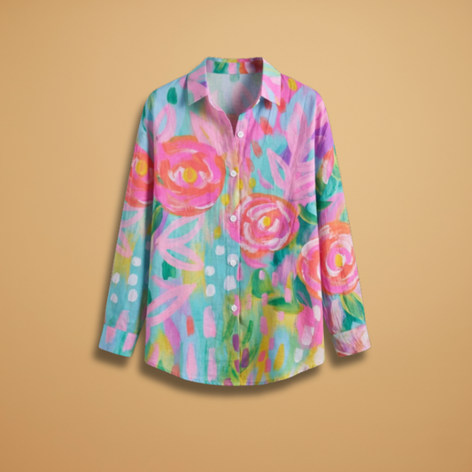 Blouse with All-over Print and Relaxed Fit for Women