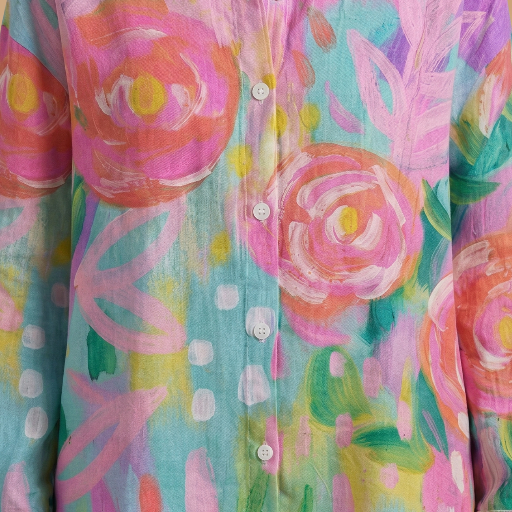 Blouse with All-over Print and Relaxed Fit for Women