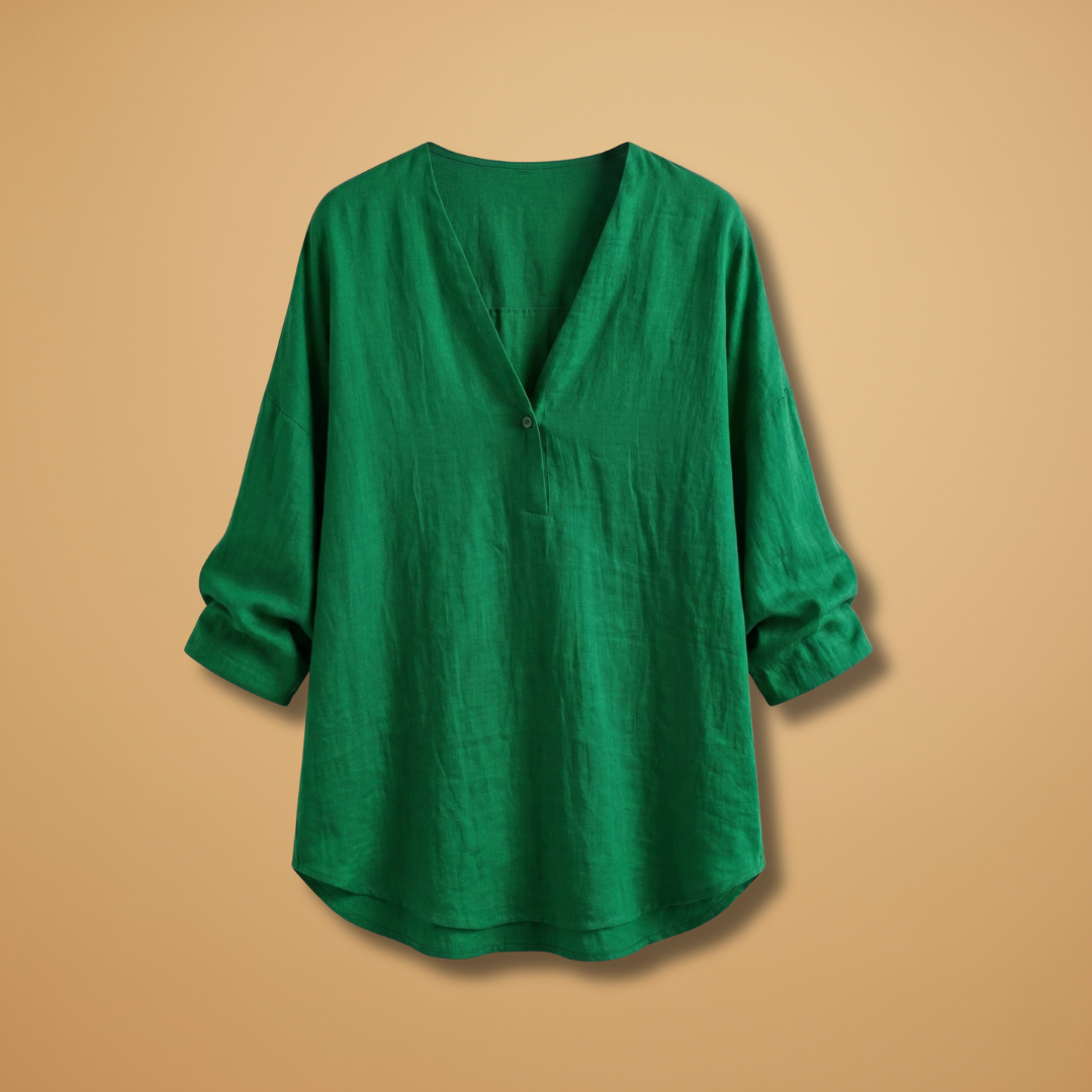 Blouse with Round Neck and Long Sleeves for Women