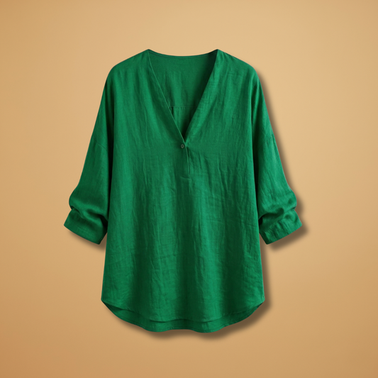 Blouse with Round Neck and Long Sleeves for Women