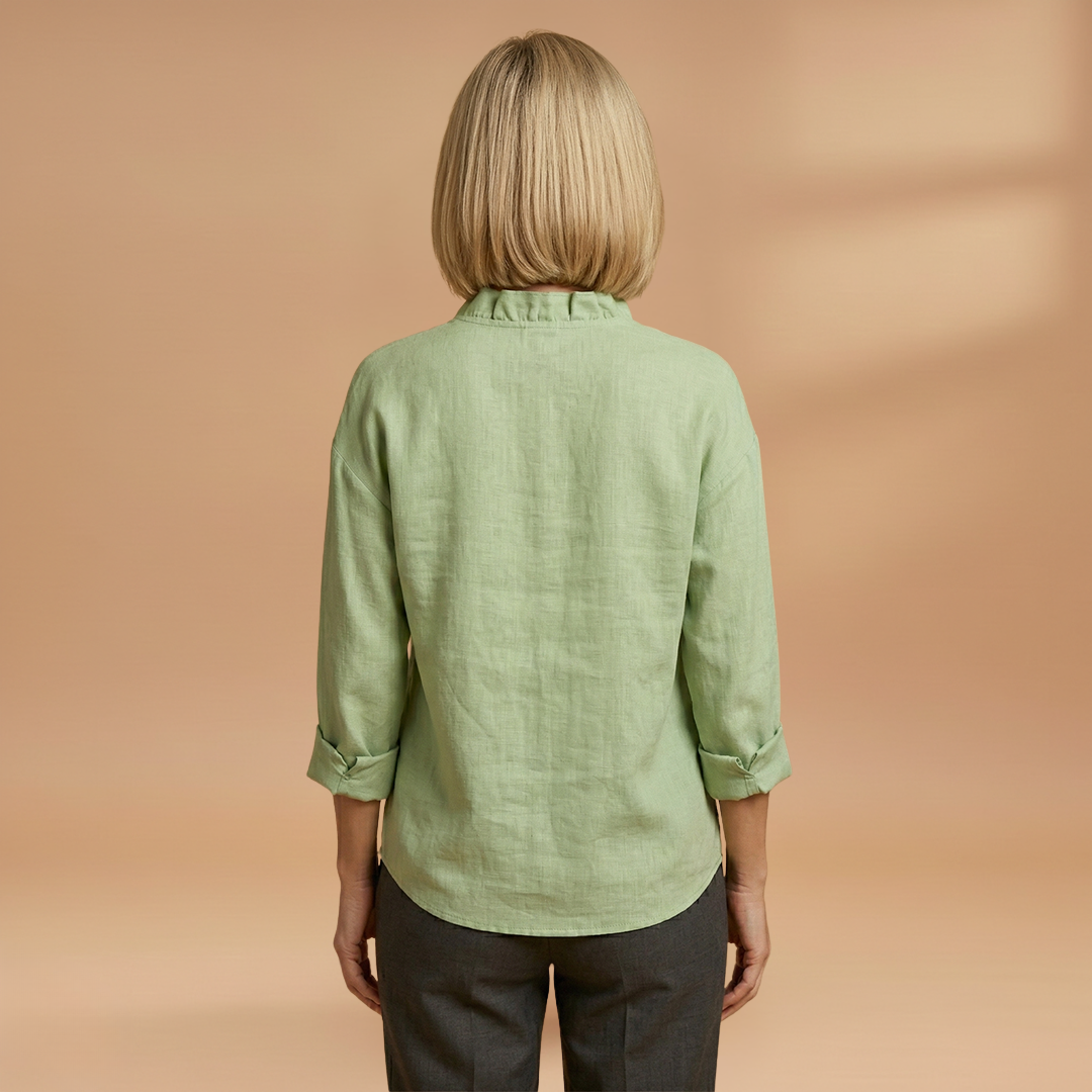 Blouse with Ruffles V-Neck and Long Sleeves for Women