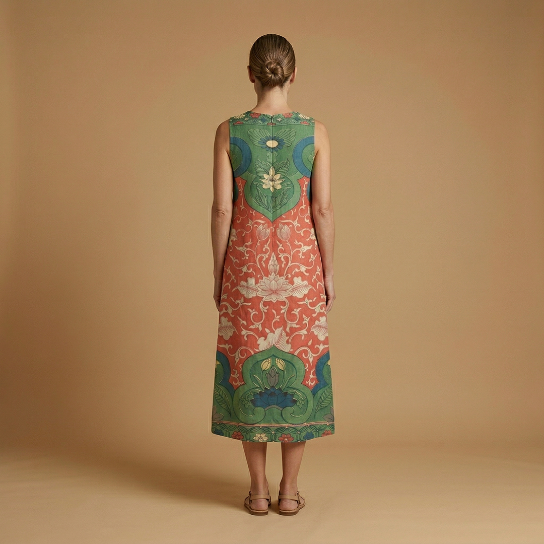 Bohemian Midi Dress with Floral Patterns and Relaxed Fit for Women