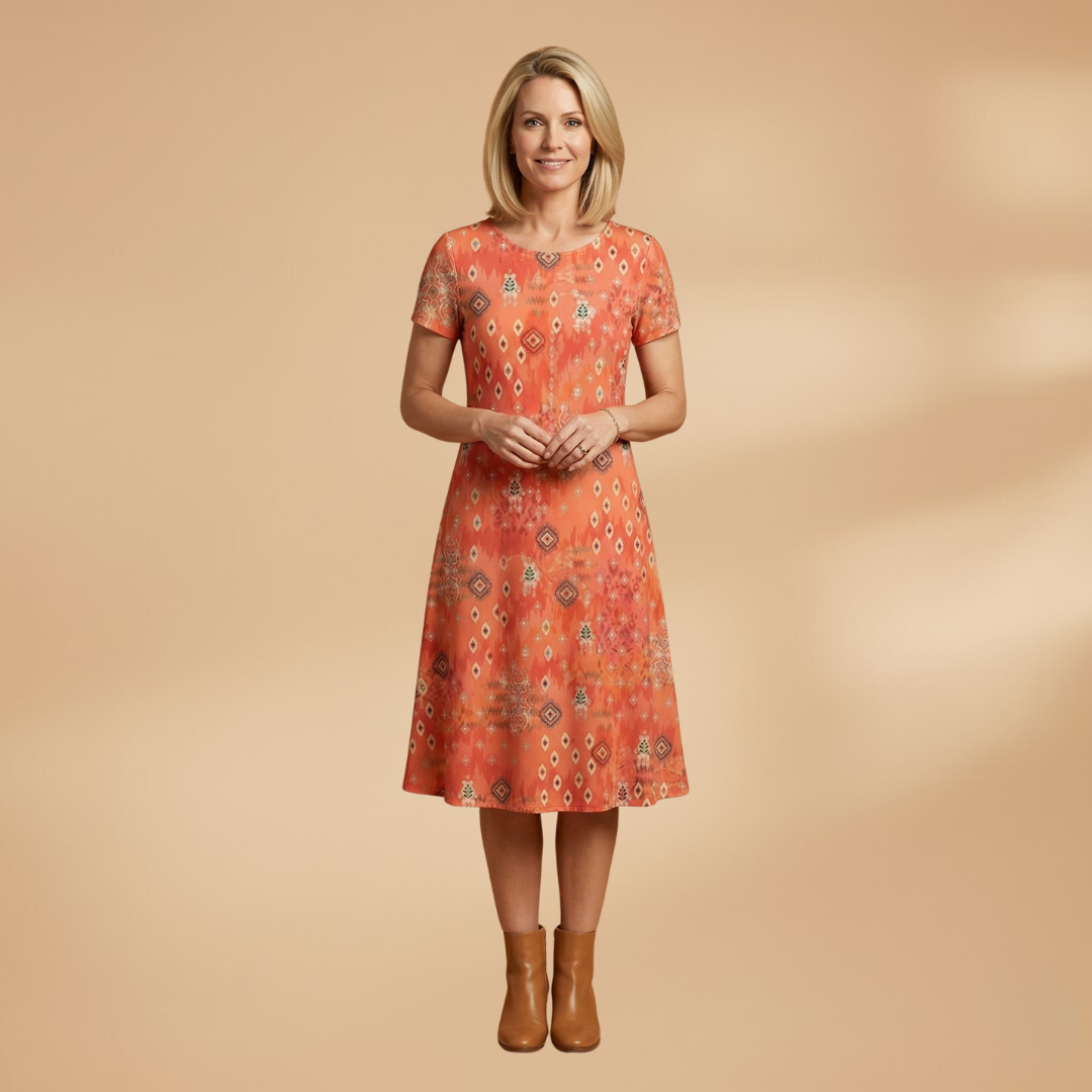 Boho Dress with Floral Print and Stretch Fit for Women
