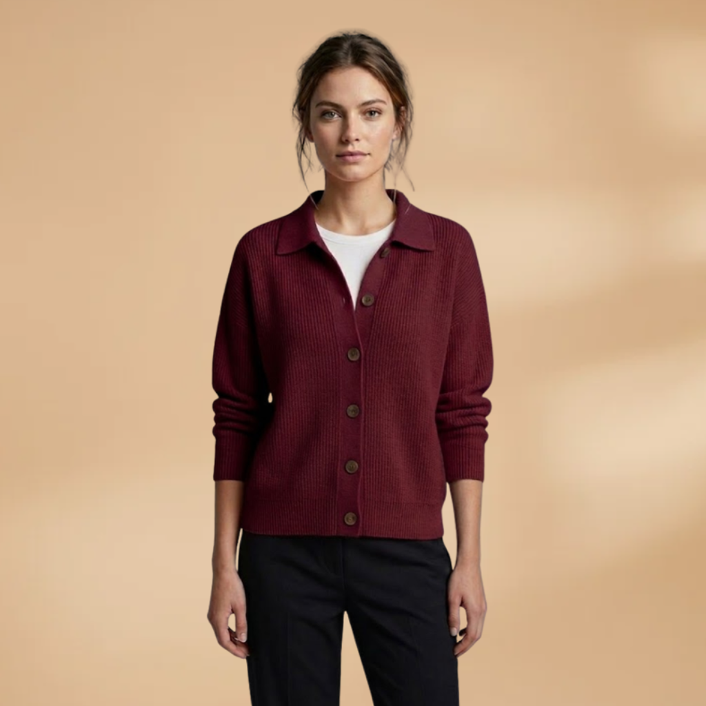 Cardigan with button fastening and lapel collar for Women