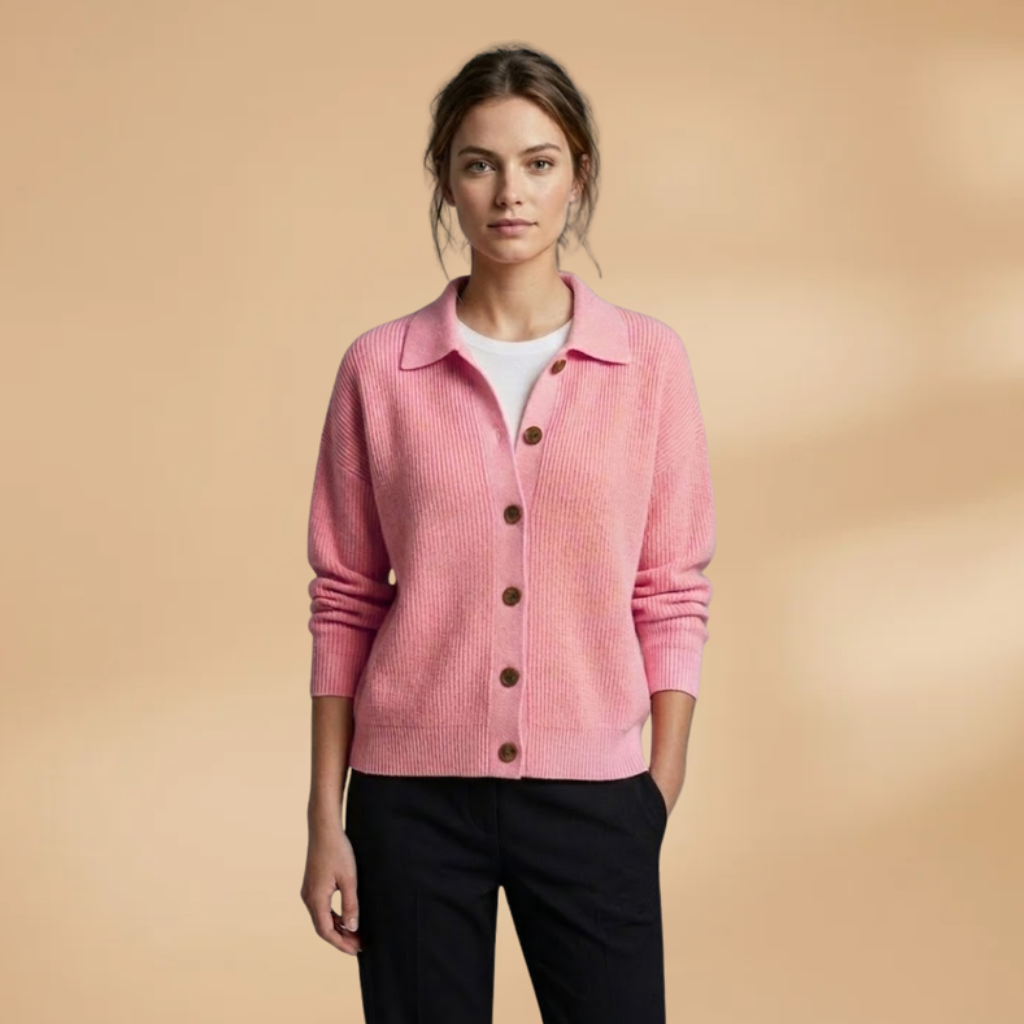 Cardigan with button fastening and lapel collar for Women