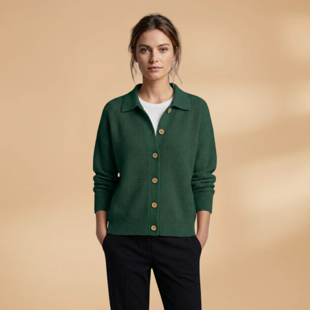 Cardigan with button fastening and lapel collar for Women