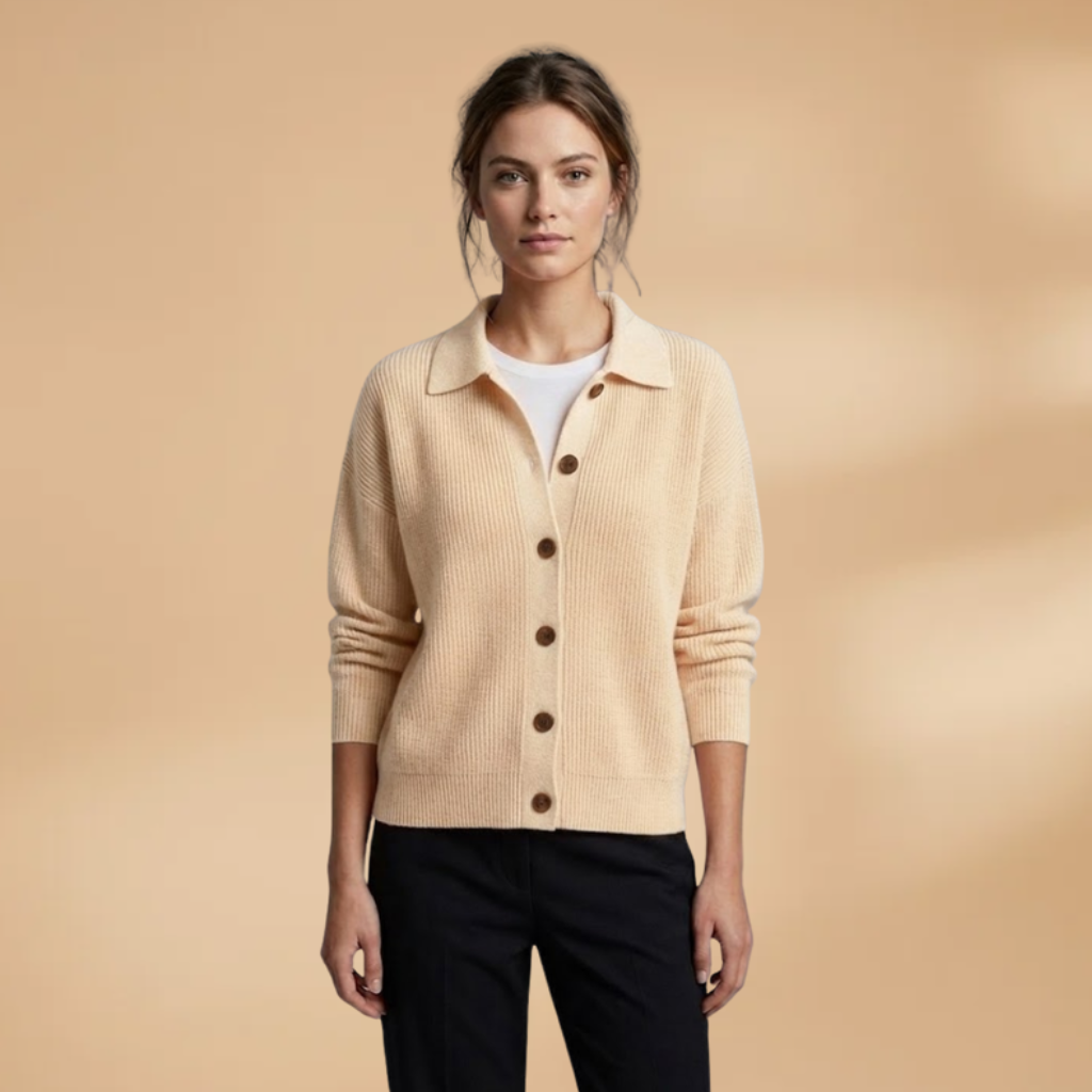 Cardigan with button fastening and lapel collar for Women