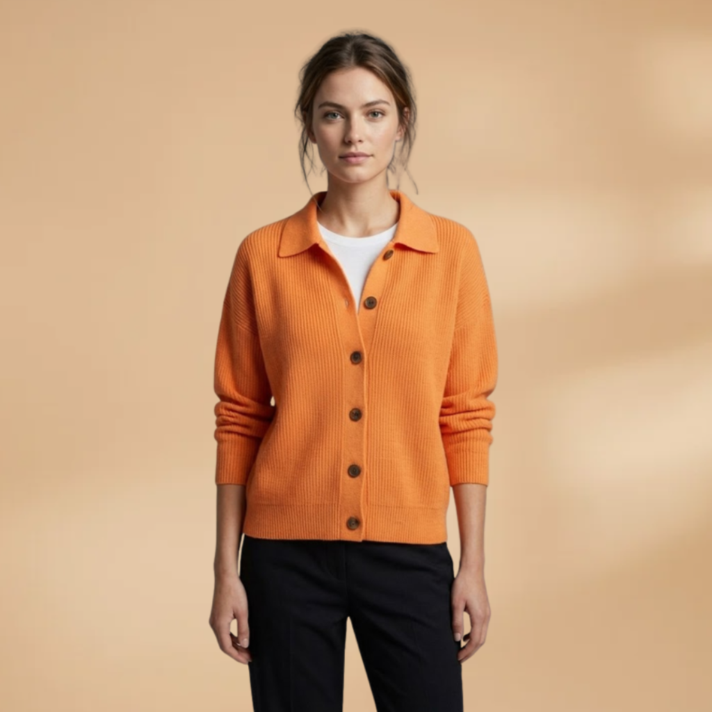 Cardigan with button fastening and lapel collar for Women