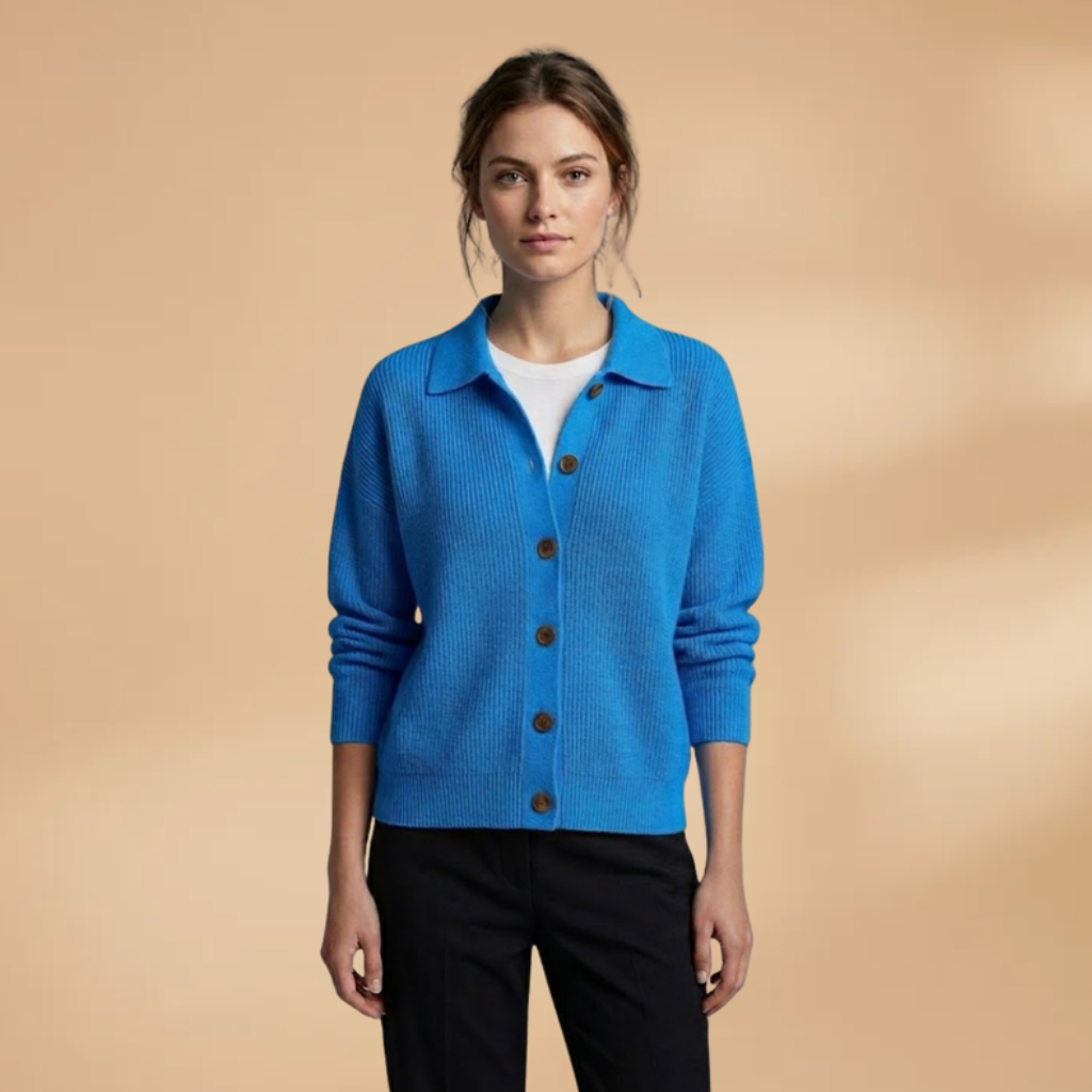 Cardigan with button fastening and lapel collar for Women