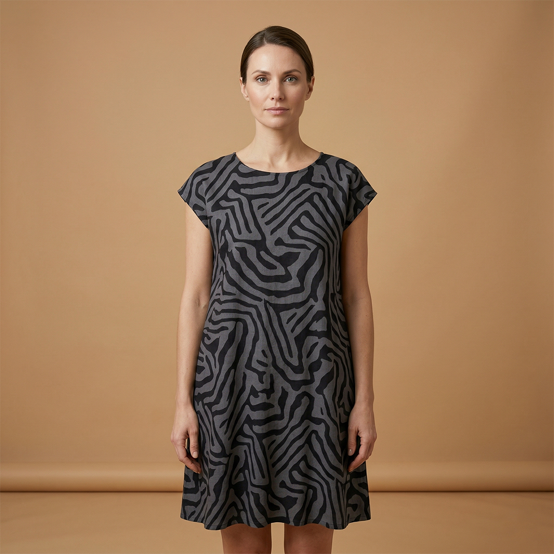 Casual Summer Dress with A-Line Fit and Flared Sleeves for Women