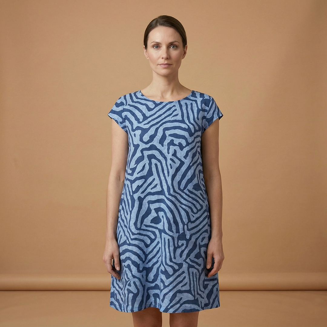 Casual Summer Dress with A-Line Fit and Flared Sleeves for Women