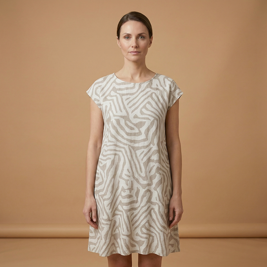Casual Summer Dress with A-Line Fit and Flared Sleeves for Women