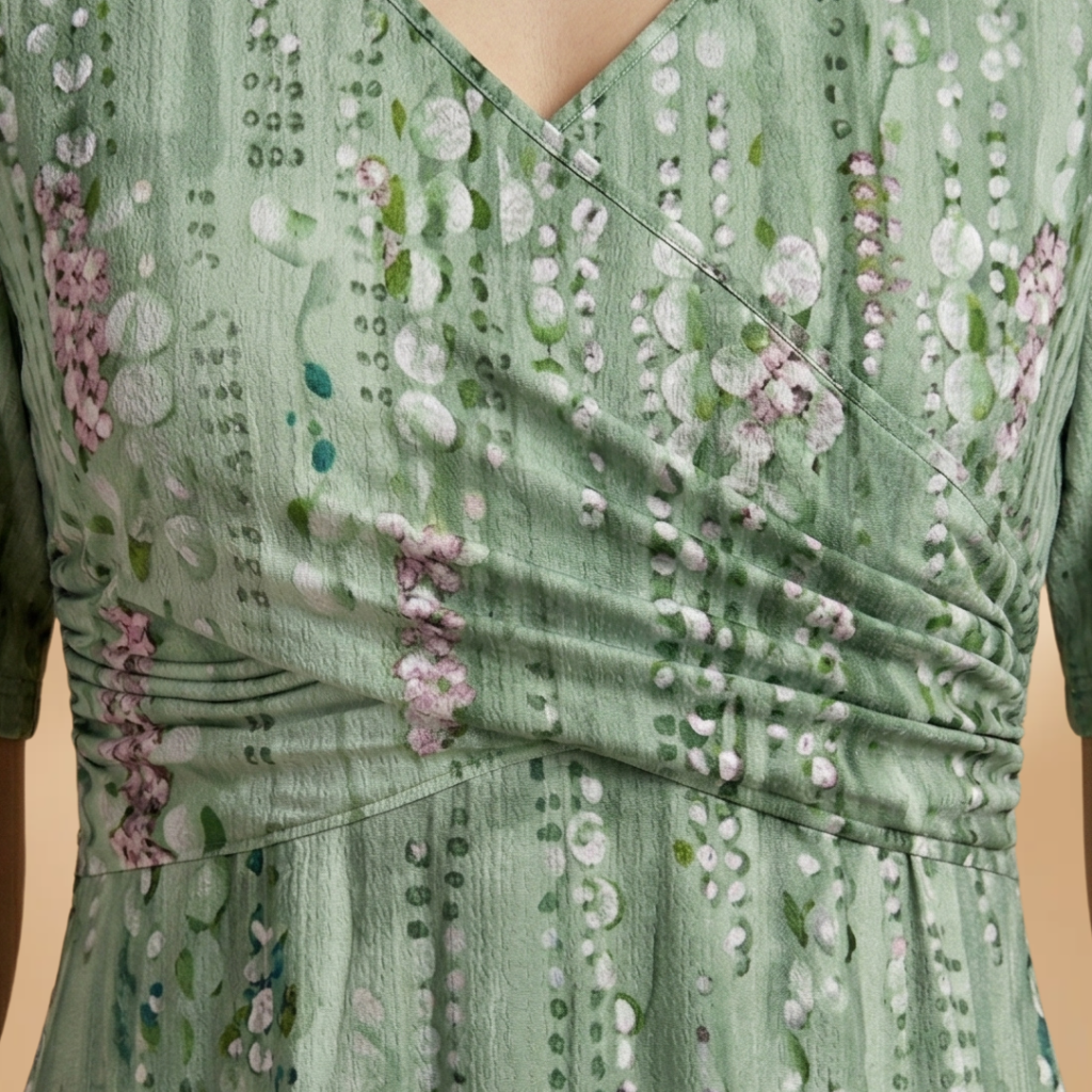 Dress with Floral Print and A-Line Skirt for Women