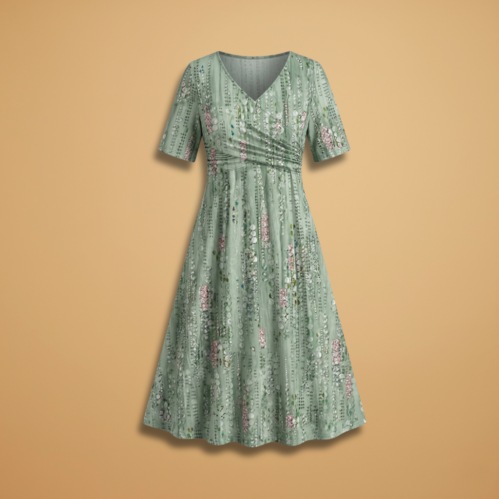 Dress with Floral Print and A-Line Skirt for Women