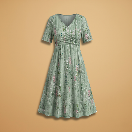 Dress with Floral Print and A-Line Skirt for Women