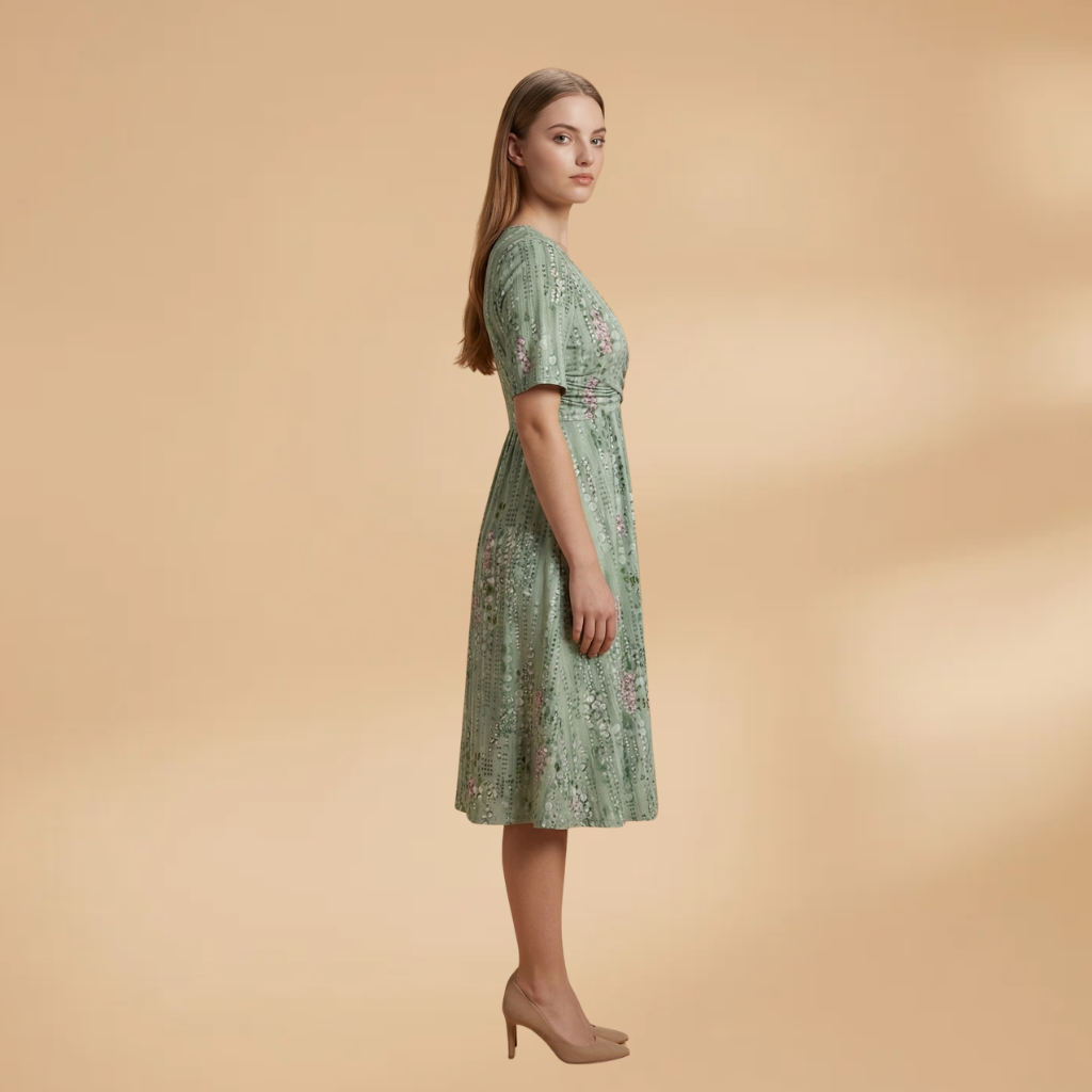 Dress with Floral Print and A-Line Skirt for Women