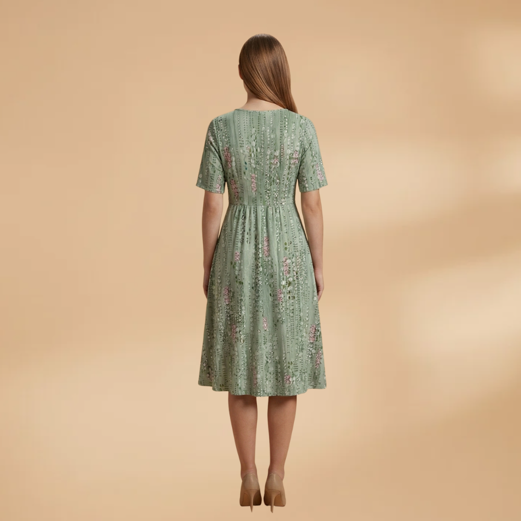 Dress with Floral Print and A-Line Skirt for Women