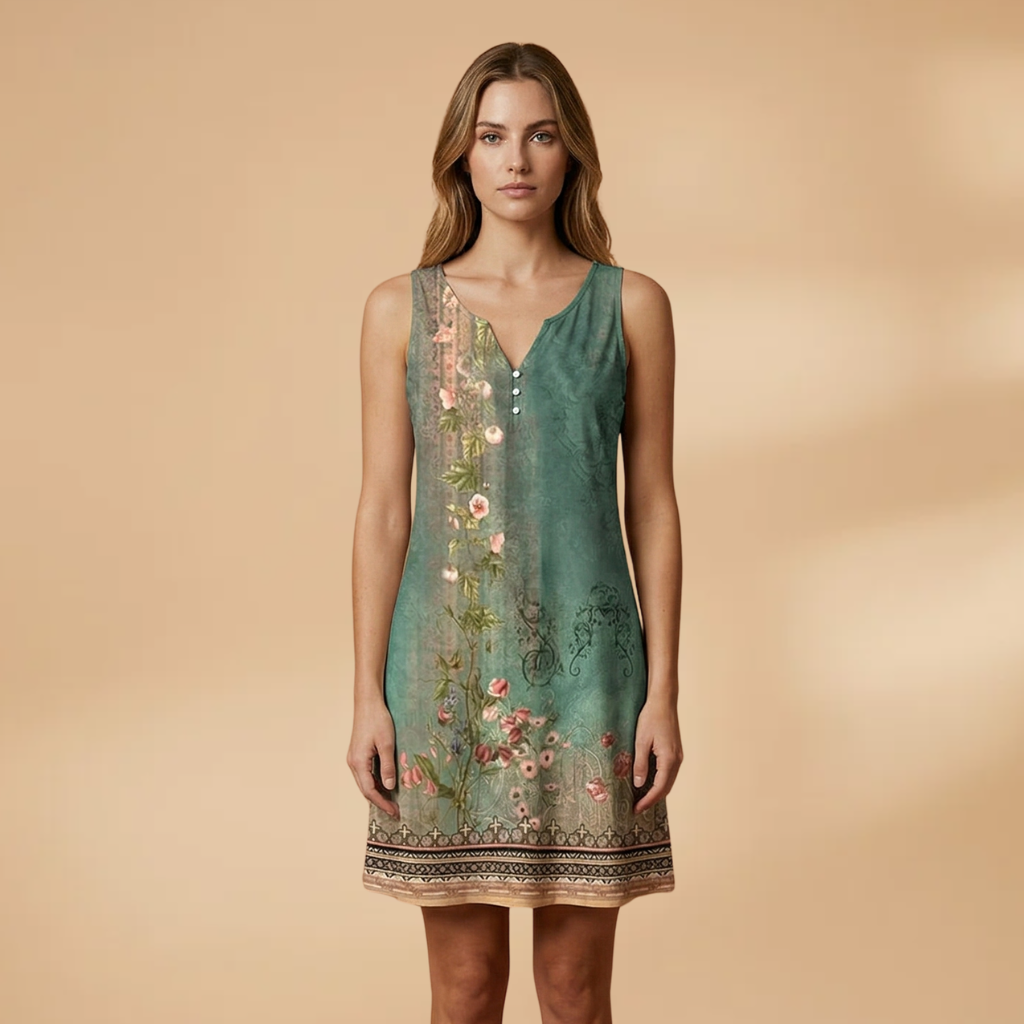 Dress Round Neckline and Sleeveless Design for Women