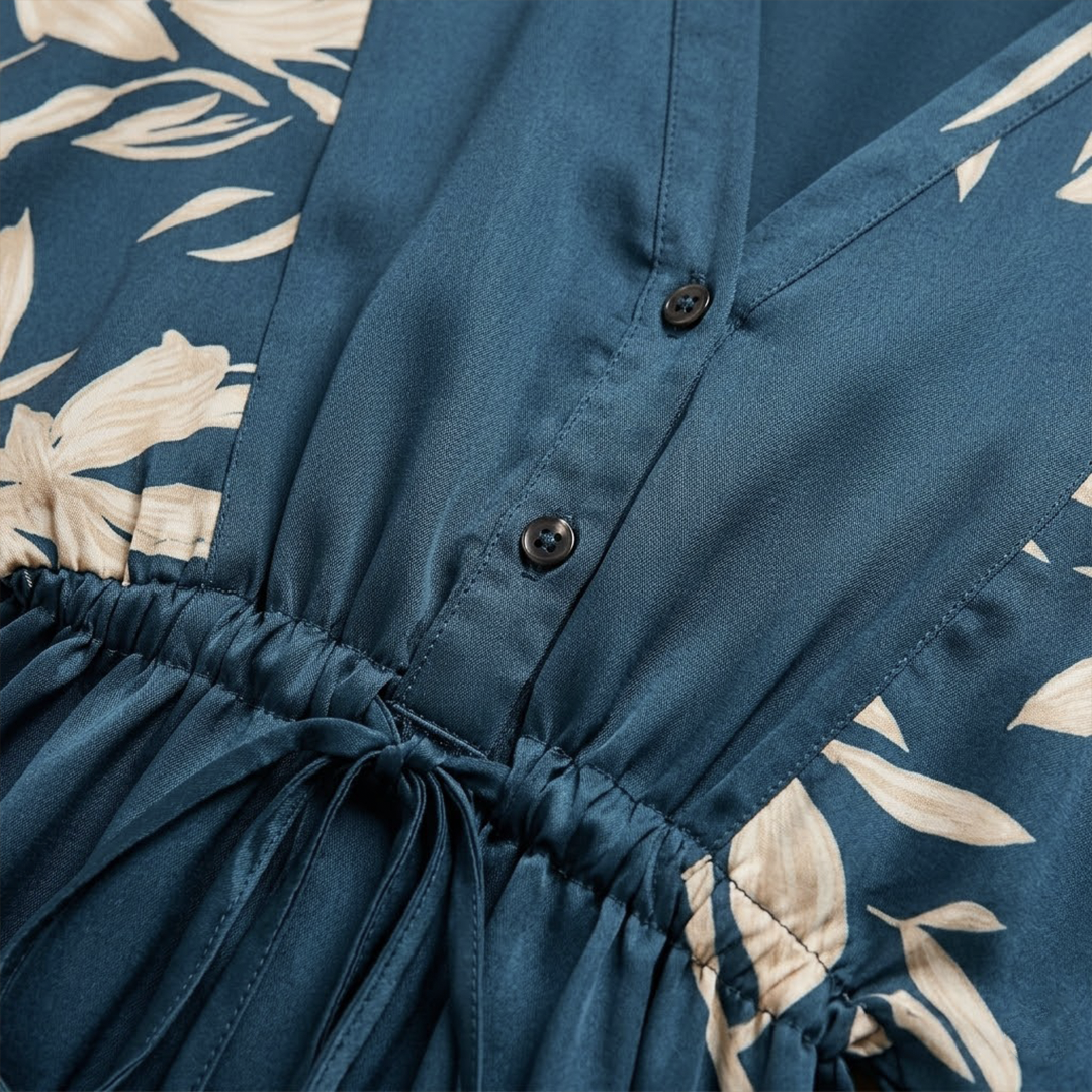 Dress with Wide Sleeves and Waist Tie for Women