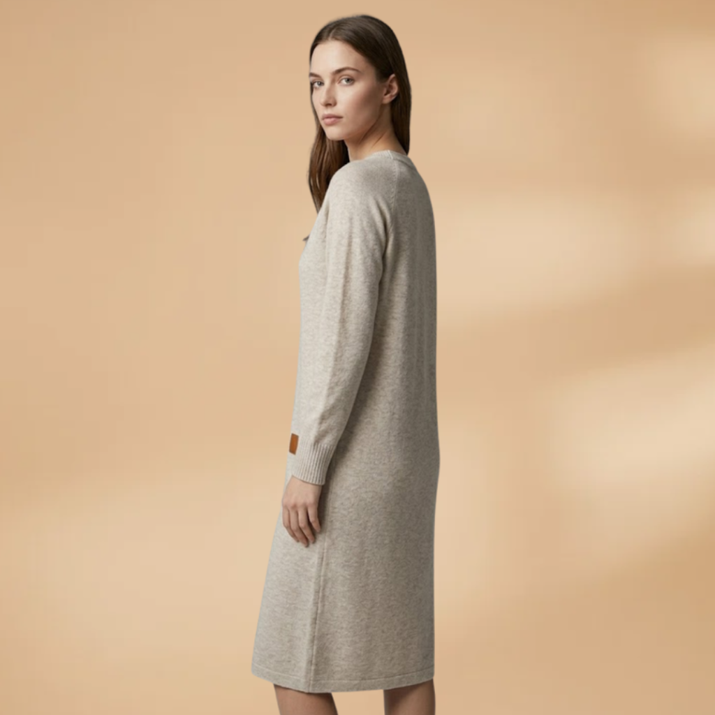 Dress with a V-neckline and a midi length for Women