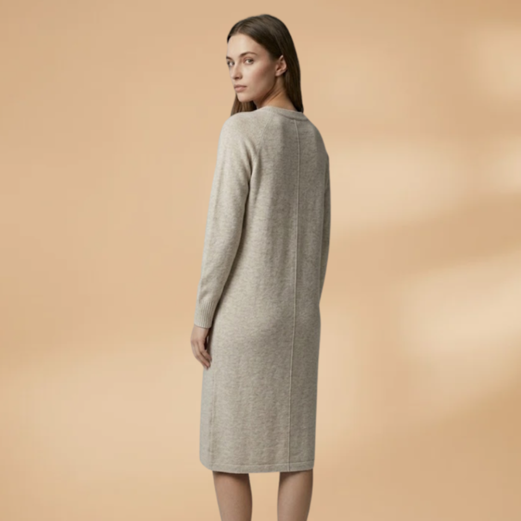 Dress with a V-neckline and a midi length for Women