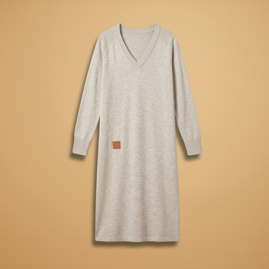 Dress with a V-neckline and a midi length for Women