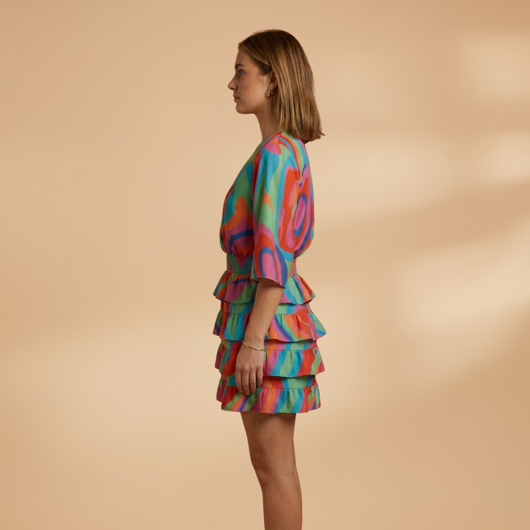 Elegant Floral Midi Dress with Adjustable Straps and Shirt Collar for Women