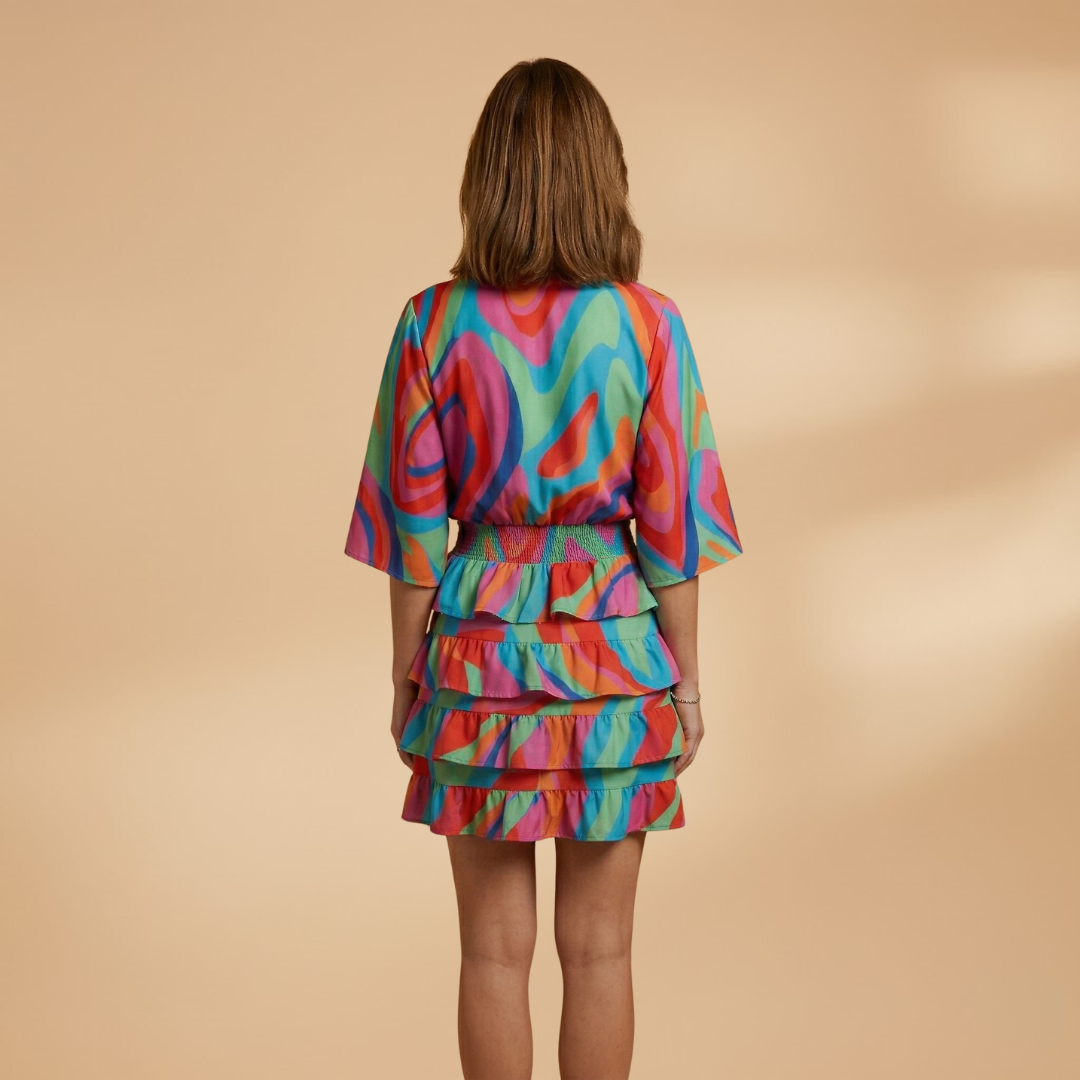 Elegant Floral Midi Dress with Adjustable Straps and Shirt Collar for Women