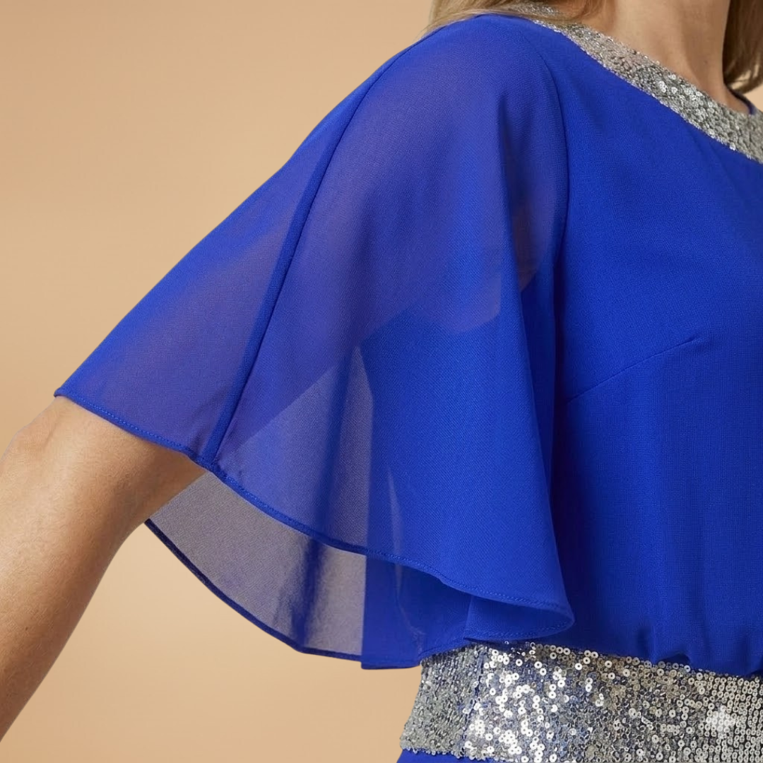 Elegant Two-Piece Set with Embellished Top and Wide-Leg Trousers for Women
