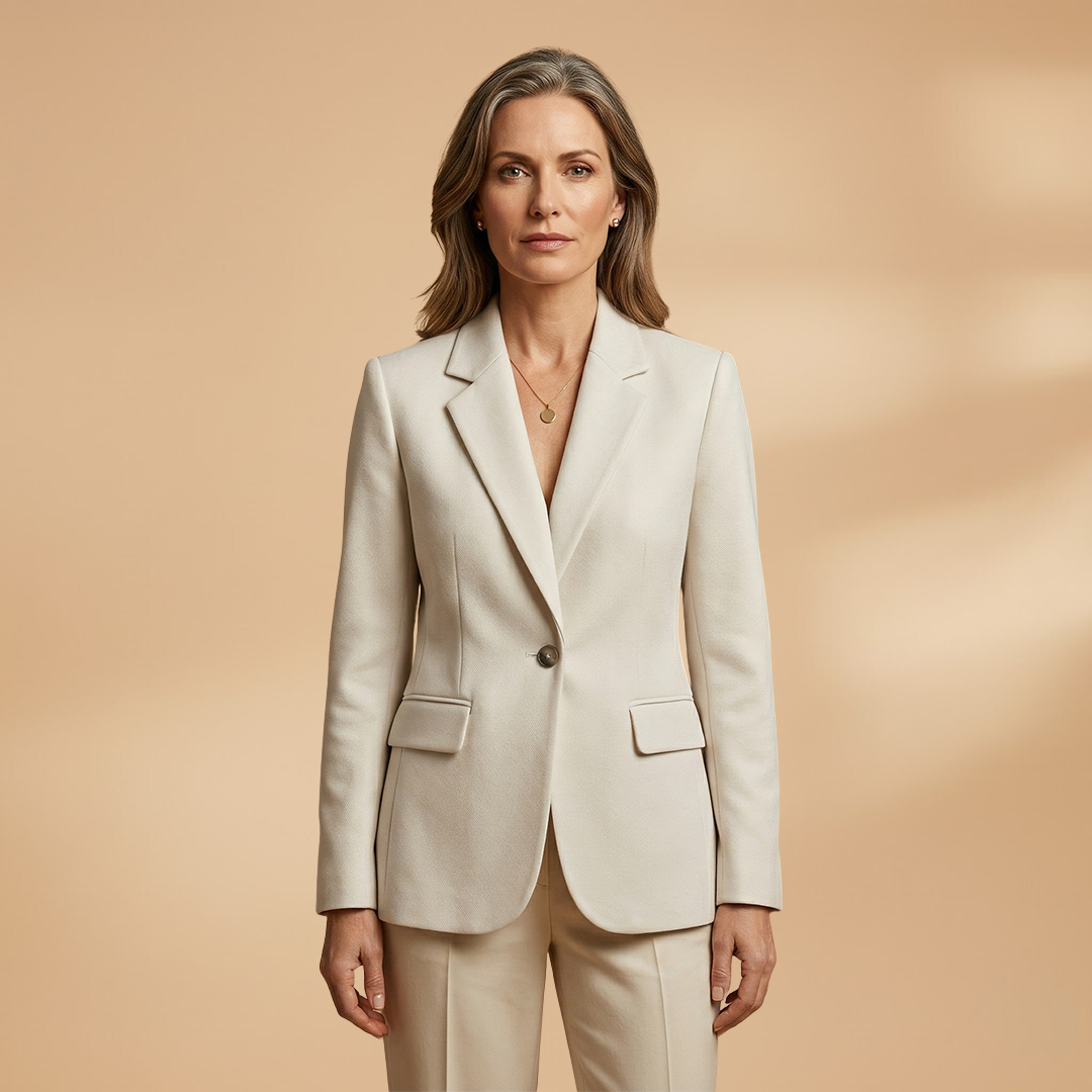 Everyday Blazer with Single-Button Closure and Flap Pockets for Women