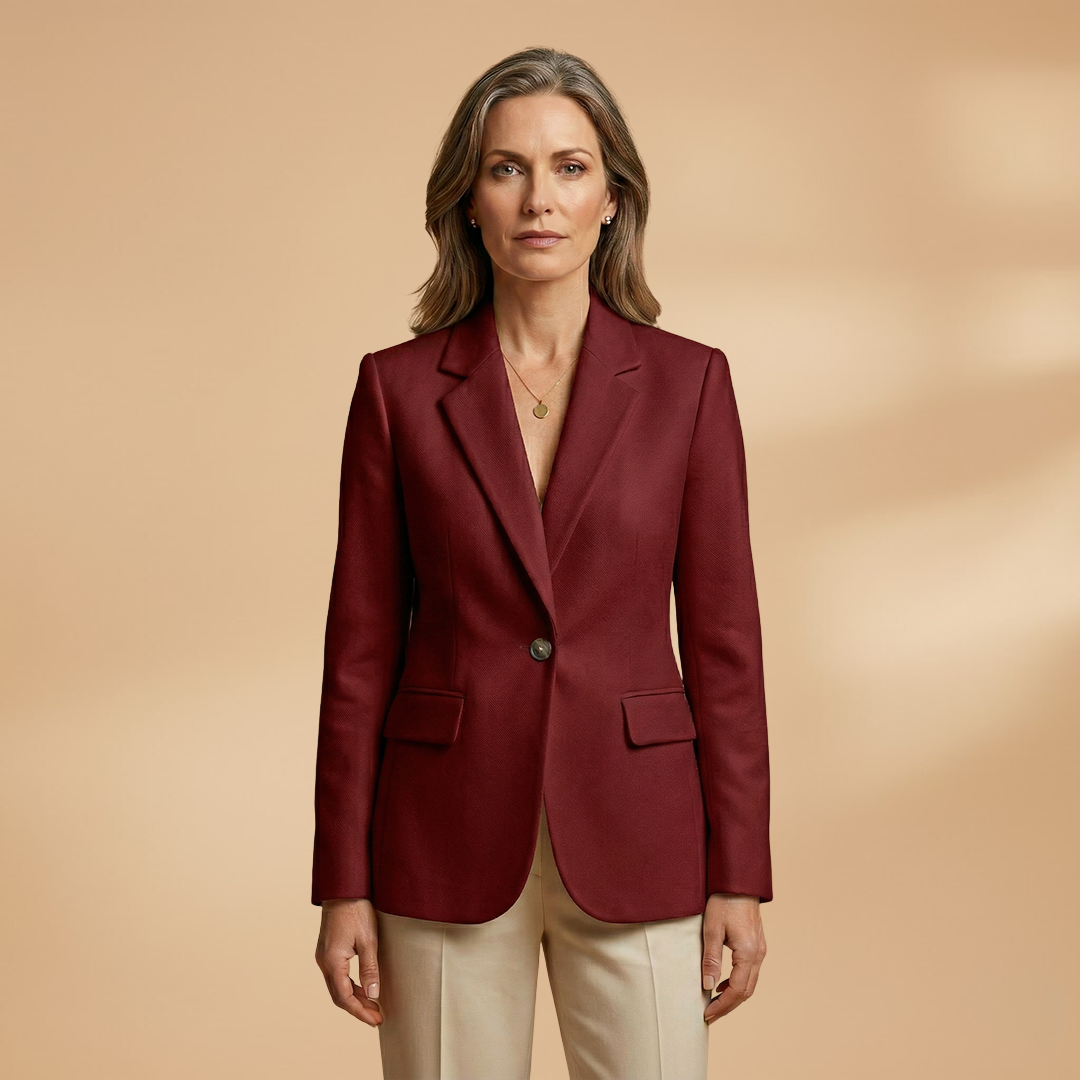 Everyday Blazer with Single-Button Closure and Flap Pockets for Women