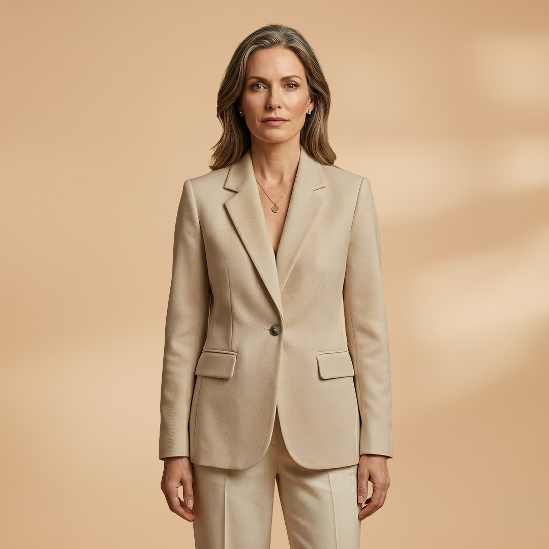 Everyday Blazer with Single-Button Closure and Flap Pockets for Women