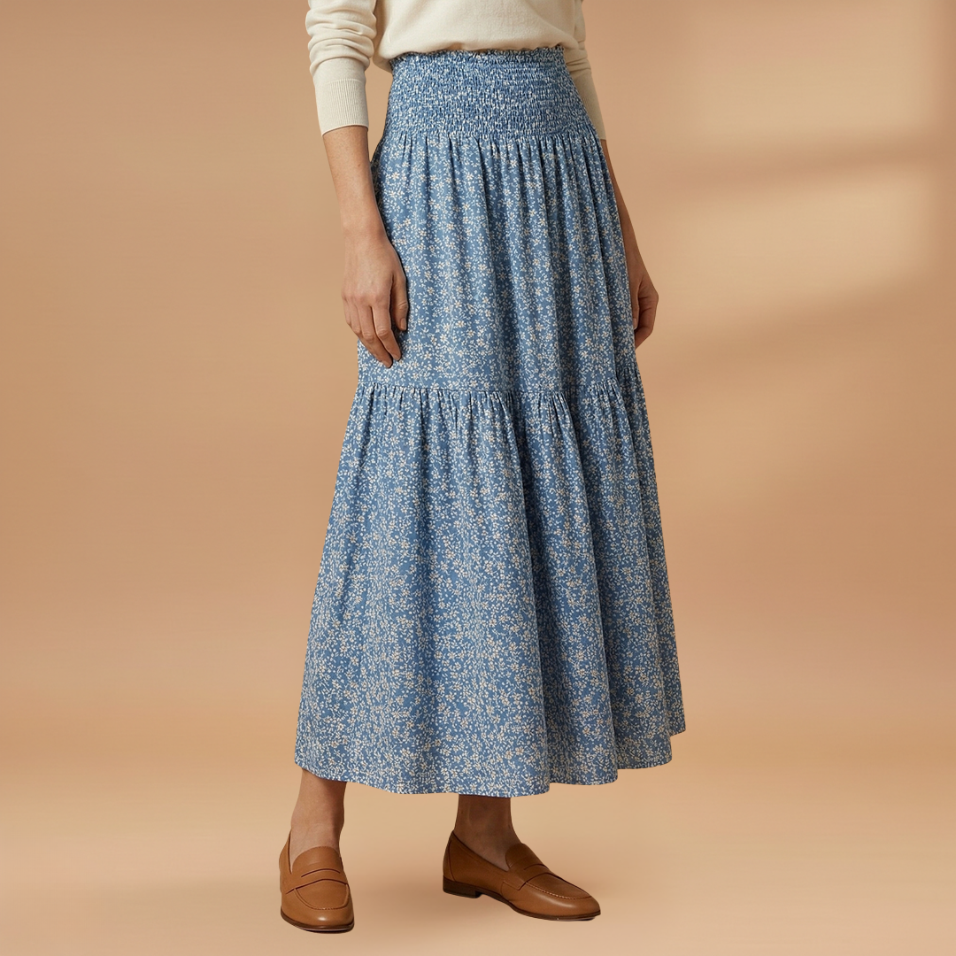 Floral Skirt with Flowing Fabric and Flattering Silhouette for Women