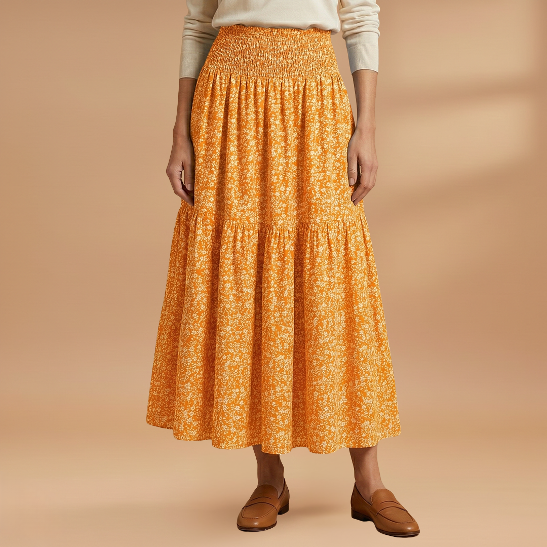 Floral Skirt with Flowing Fabric and Flattering Silhouette for Women