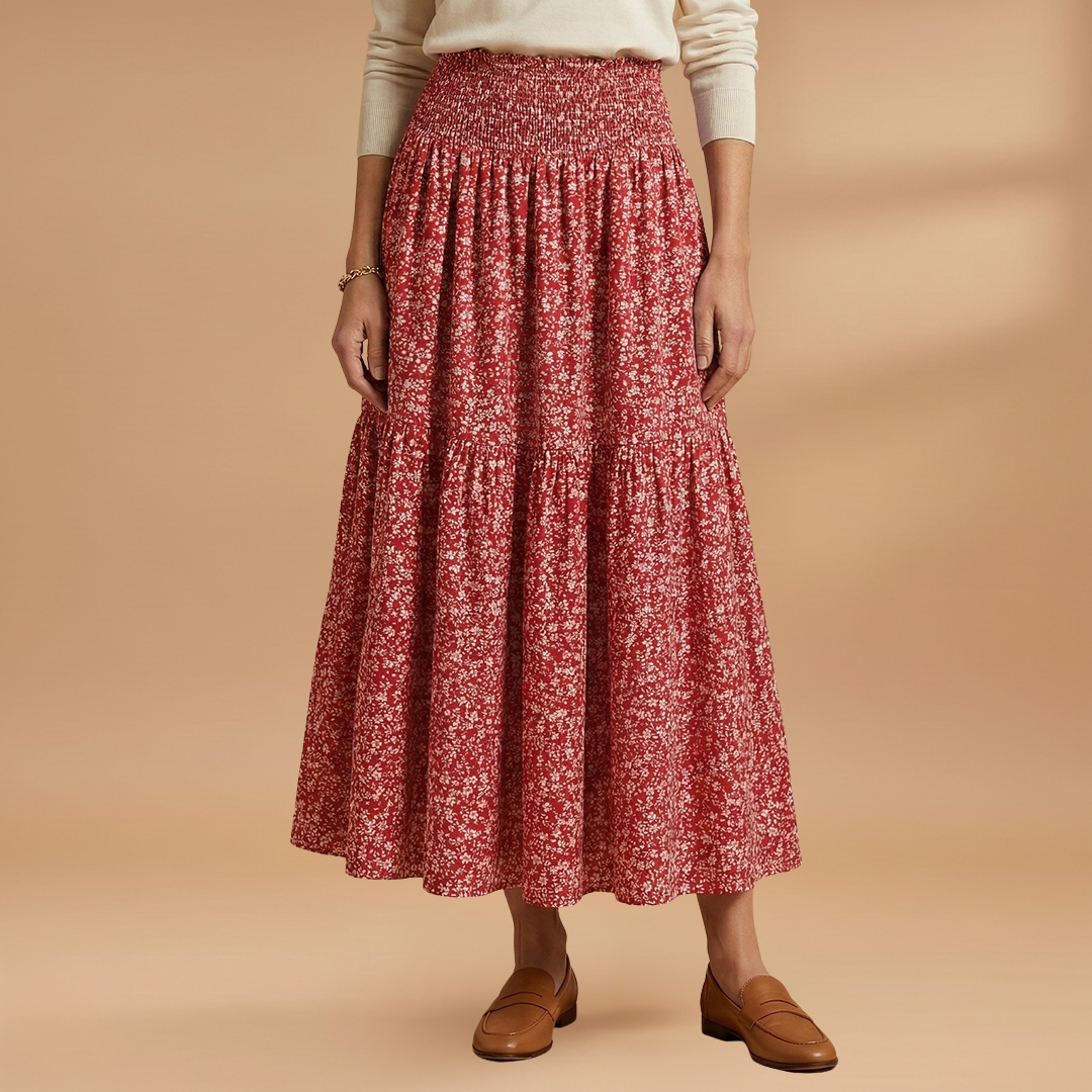 Floral Skirt with Flowing Fabric and Flattering Silhouette for Women