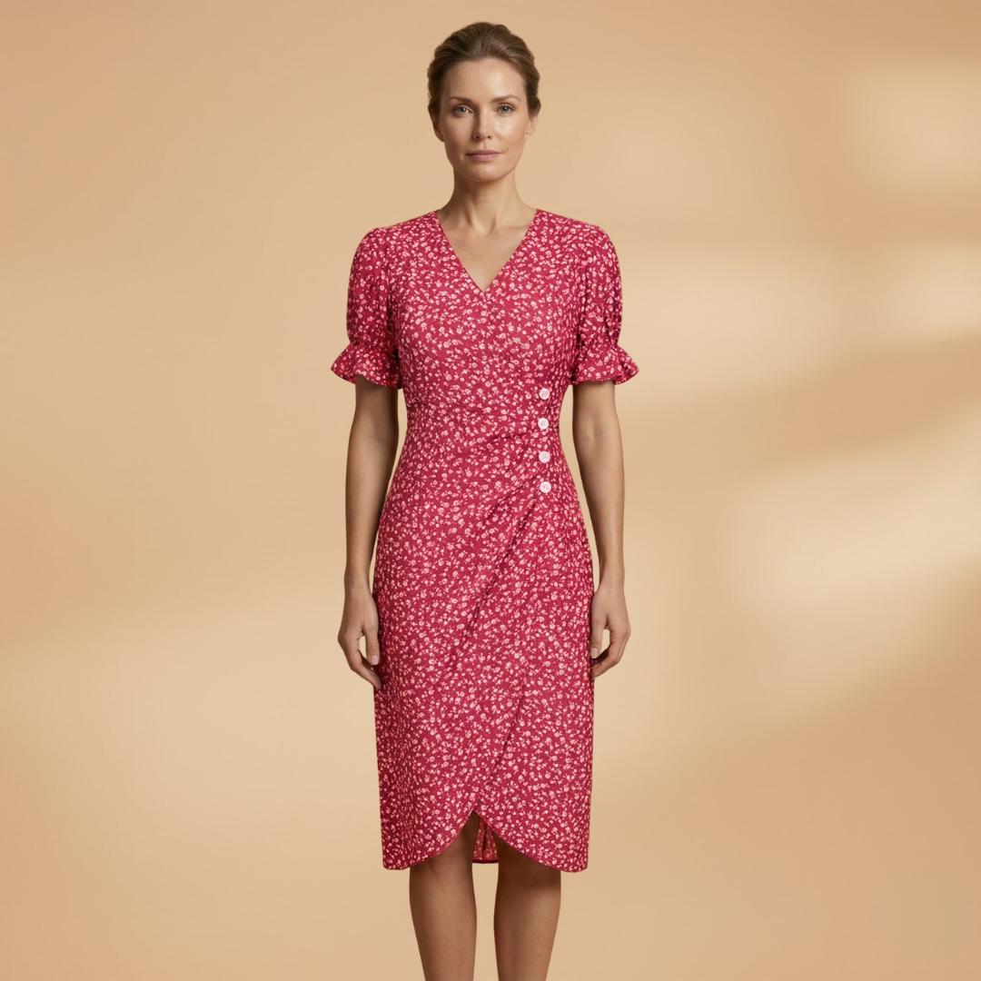 Floral Summer Dress V-Neckline for Women