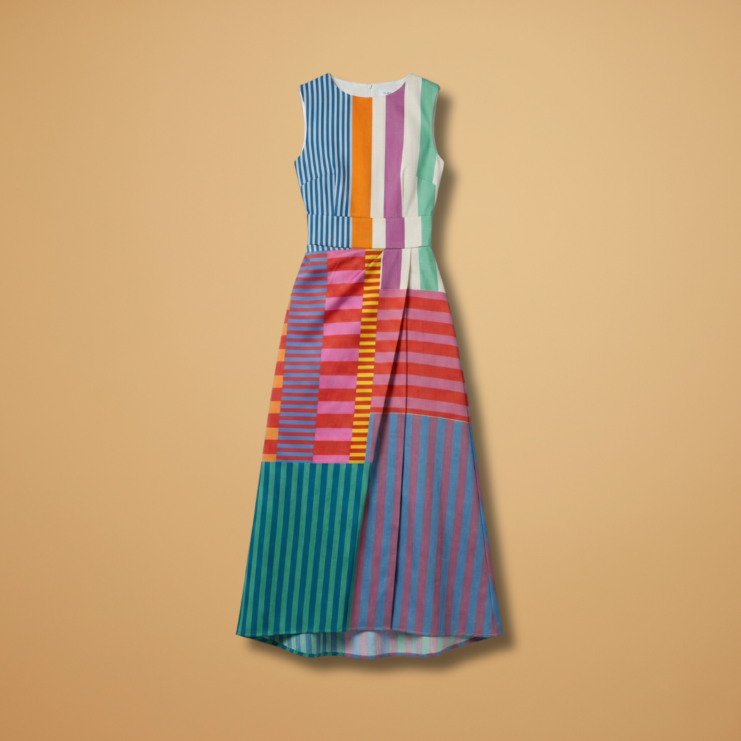 Geometric Maxi Dress with Tummy-Smoothing Effect and Timeless Design for Women