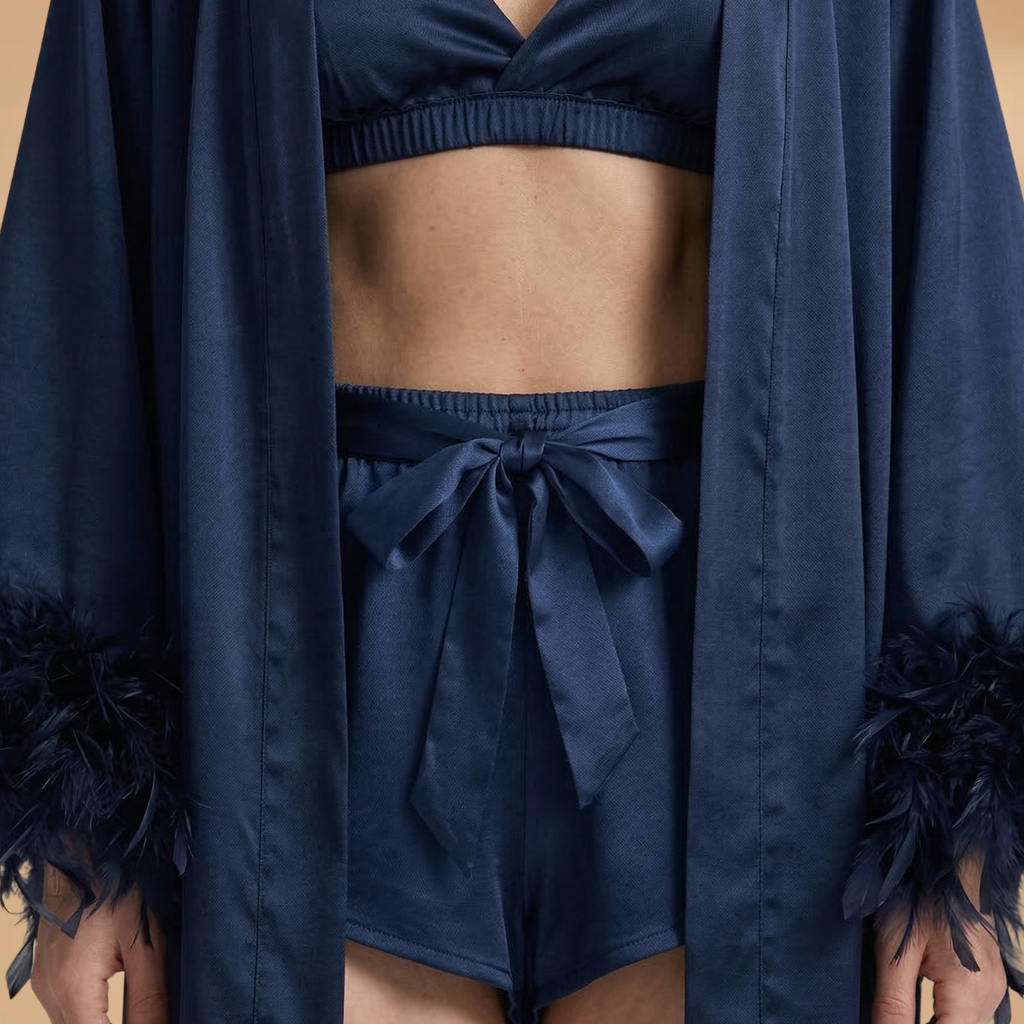 Kimono with Feathered Sleeves and Open Front for Women