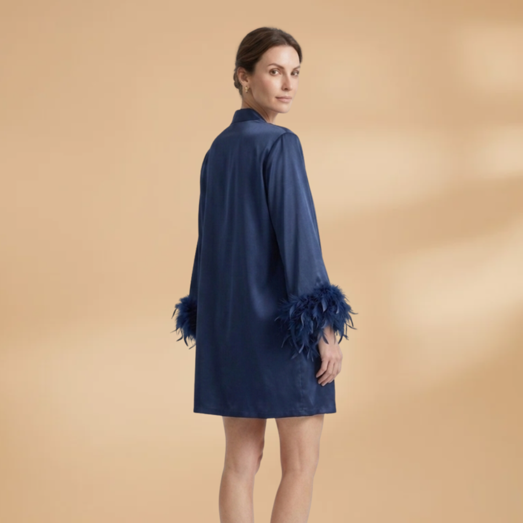 Kimono with Feathered Sleeves and Open Front for Women