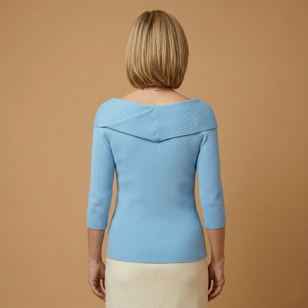 Knitted Top with Bow Detail and Fine Knit Texture for Women